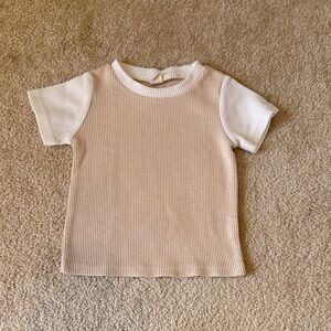 Kids Beige and White Waffle Knit T-Shirt